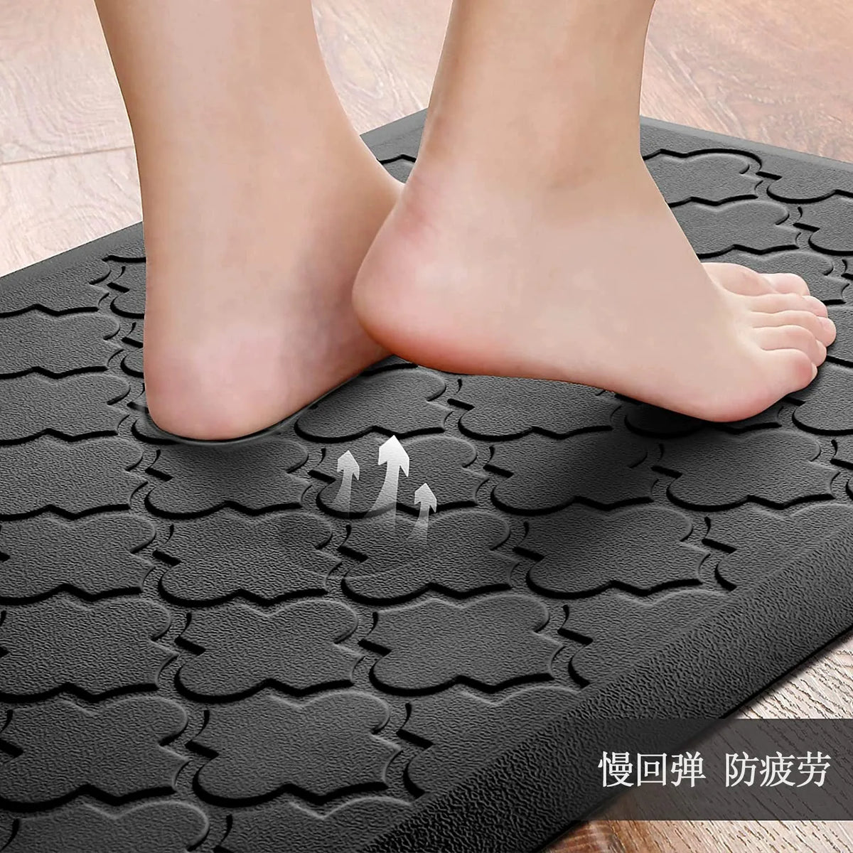 tapis anti fatigue PVC solide gris noir sol moderne antidérapant cuisine intérieurextérieur
