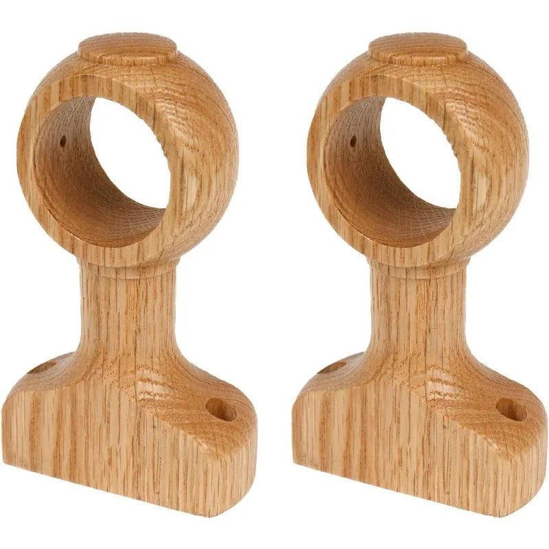 supports rideaux bois classiques beige clair grain visibles trous vis base chevilles plastique vis