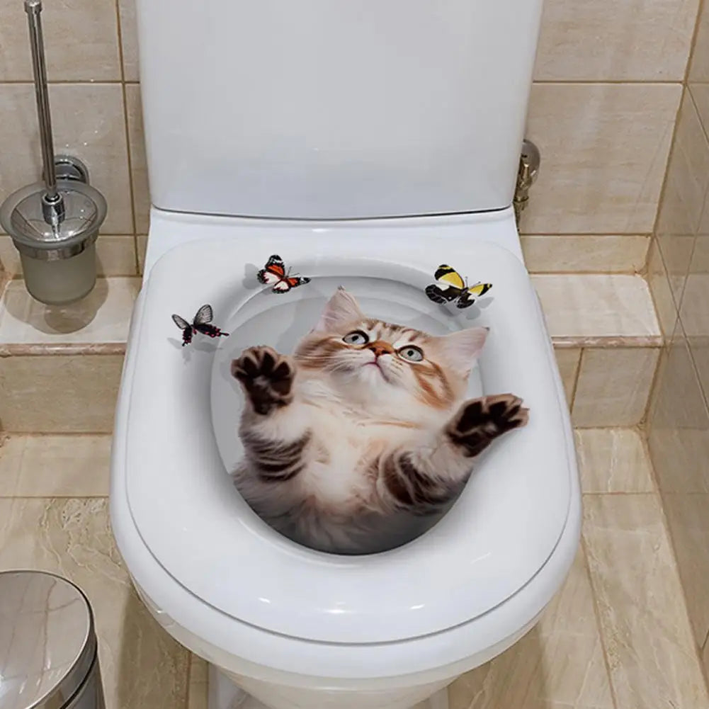 toilettes chat blancs adhésifs animaux moderne salle bains couverture imprimée bricolage