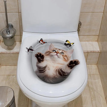 toilettes chat blancs adhésifs animaux moderne salle bains couverture imprimée bricolage