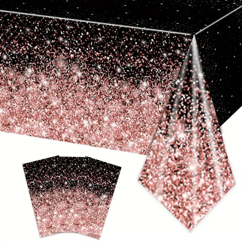 nappe jetable noire rose gold paillettes festive mariage anniversaire dégradée étoilée opaques festives glamour