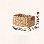 panier tressé bohème rustique fleurs séchées carnet maquillage storage beige marron ondulé
