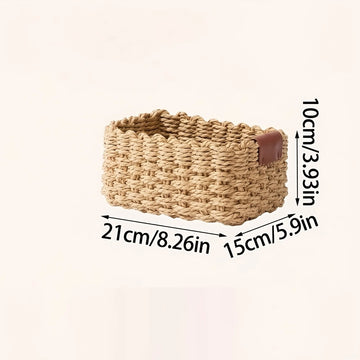panier tressé bohème rustique fleurs séchées carnet maquillage storage beige marron ondulé