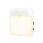 lampe nuit led détecteur mouvement rechargeable usb adhésif moderne rectangle blanc interrupteur porte câble