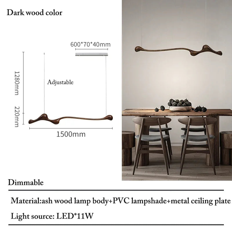 lampe suspendue bois naturel moderne marron foncé suspension minimaliste éclairage salon chambre