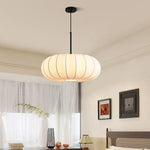 suspension lumineuse soie blanc rayures horizontales moderne passe câble noir