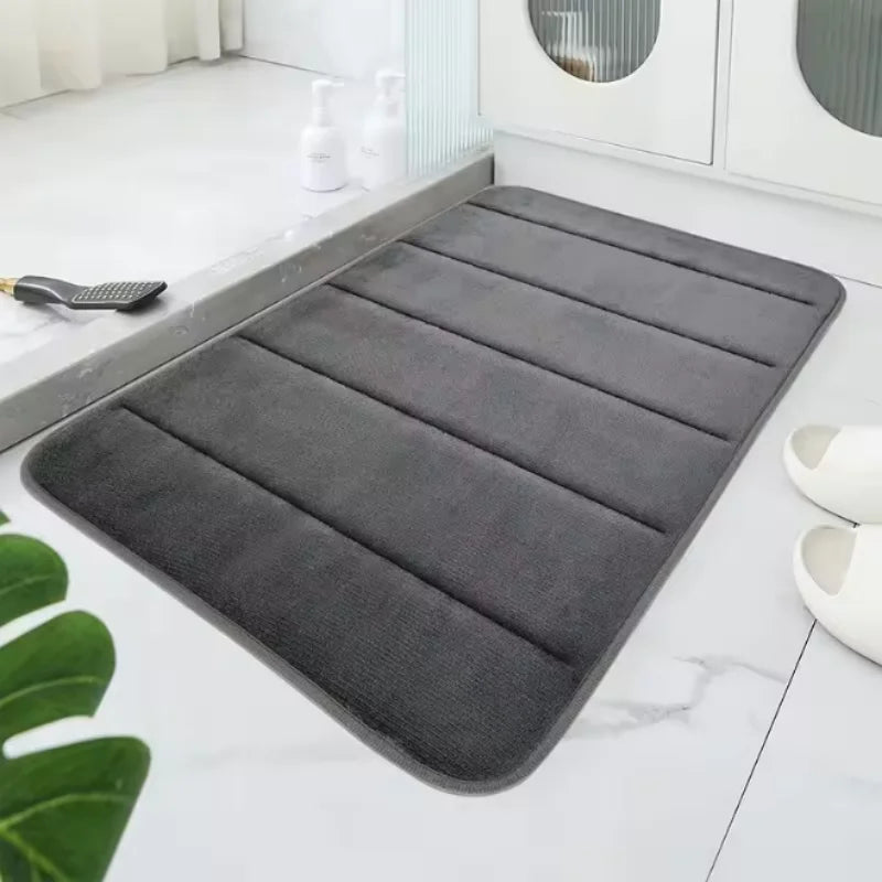 tapis sol gris rayures horizontales moderne antidérapant absorbant lavable machine confortable salon chambre