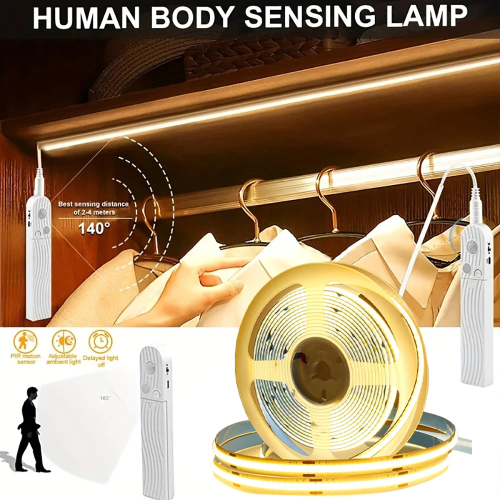 ruban led adhésif blanc doré 320 diodes 3000k 6000k détecteur mouvement moderne