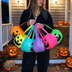 sac main halloween vison sac bonbons fantaisie visage citrouille noir uni