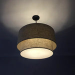 lampe suspendue moderne toile lin beige noir minimaliste intérieur salon chambre principal hall