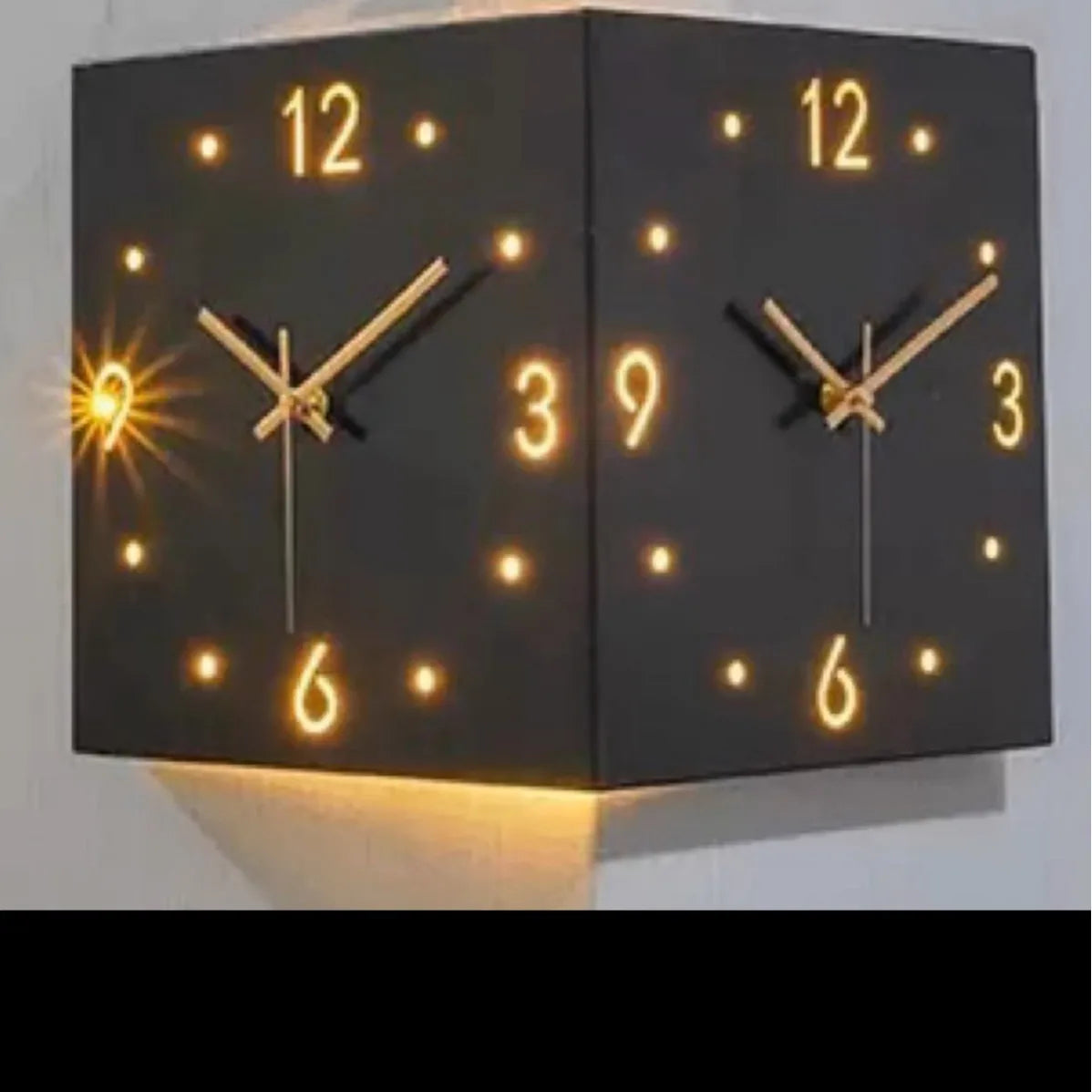 horloge murale double face moderne carrée aiguille numérique éclairée minimaliste
