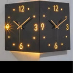 horloge murale double face moderne carrée aiguille numérique éclairée minimaliste