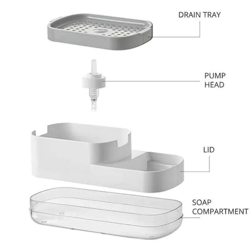 distributeur savon mousse blanc moderne support éponge pompe couvercle compartimentOpaque