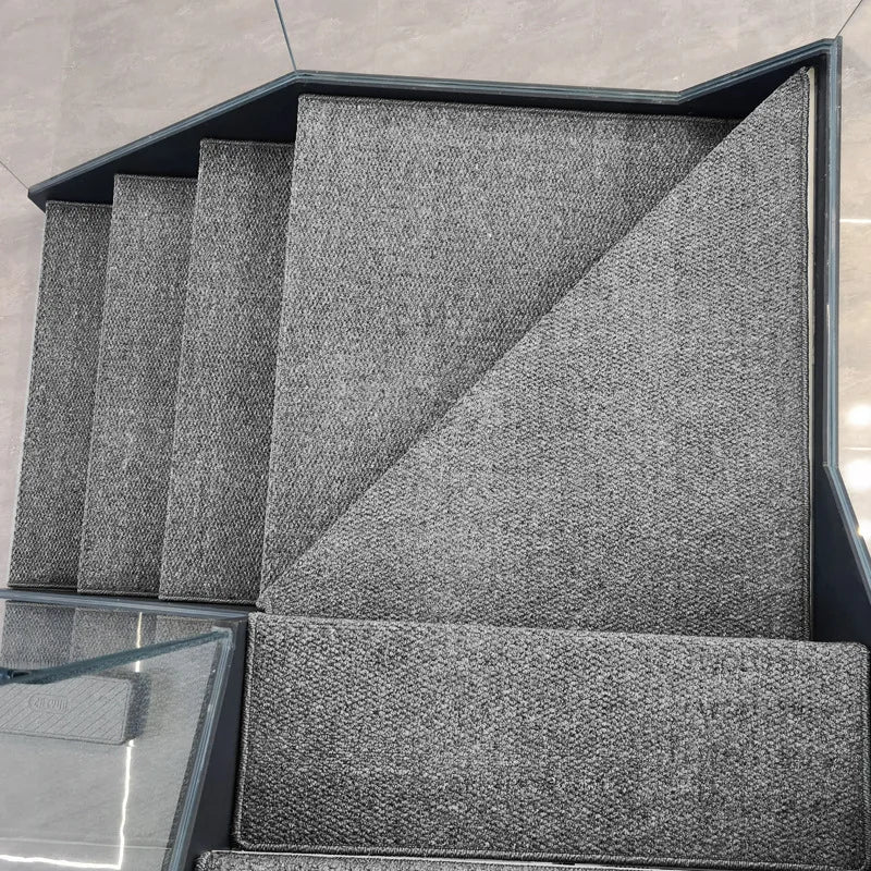 tapis d'escalier moderne antidérapant 15 pièces adhésif beige clair texture tissée polyester
