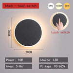 applique murale moderne led noir blanc éclairage circulaire minimaliste fixée mur tactile sans interrupteur