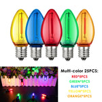ampoules led c7 multicolore jaune bleu rouge vert orange transparentes modernes ip44 étanche 1w