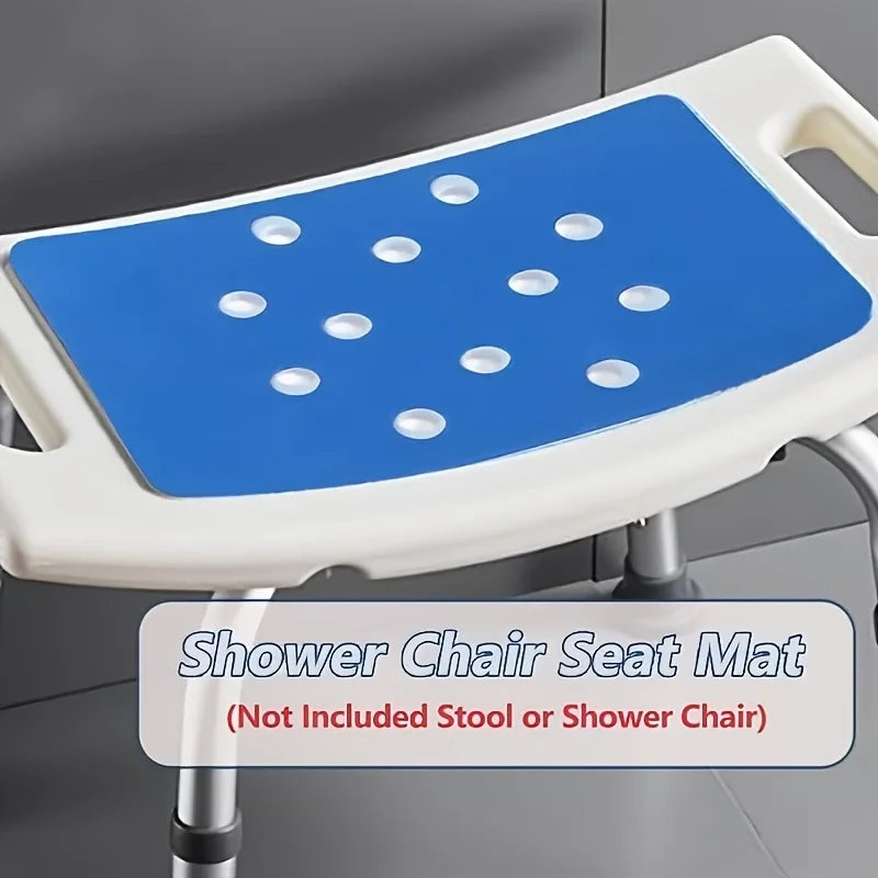 coussin siège bleu adhésif antidérapant douche chaise sécurité ergonomique texturé trous circulaires