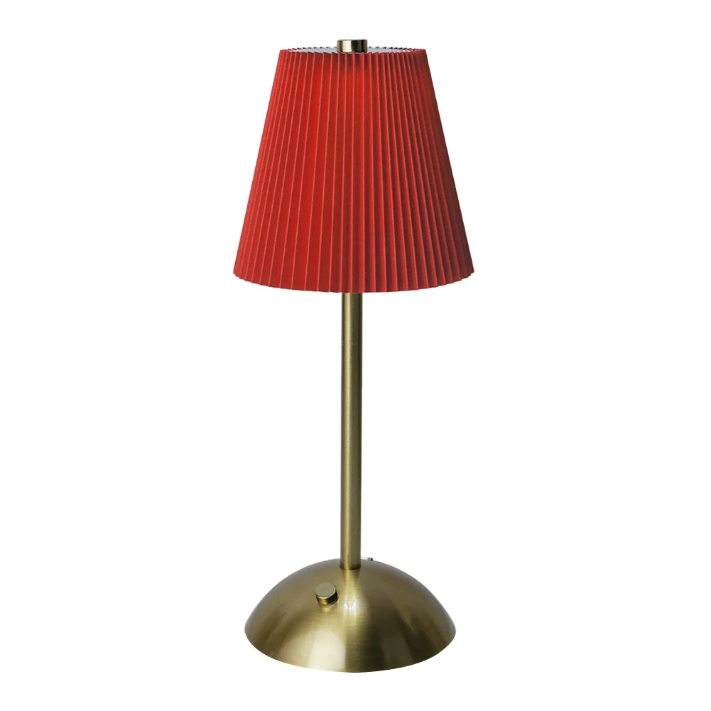 lampe chevet or plissée rechargeable usb moderne abat jour blanc rouge