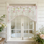 rideau floral transparent rose cerises franges perlées champêtre tringle intérieure maison