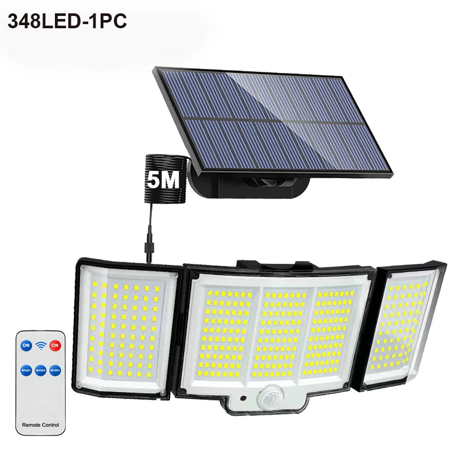 lampe solaire détecteur mouvement 348 led moderne étanche ip65 abs noir blanc télécommande clips