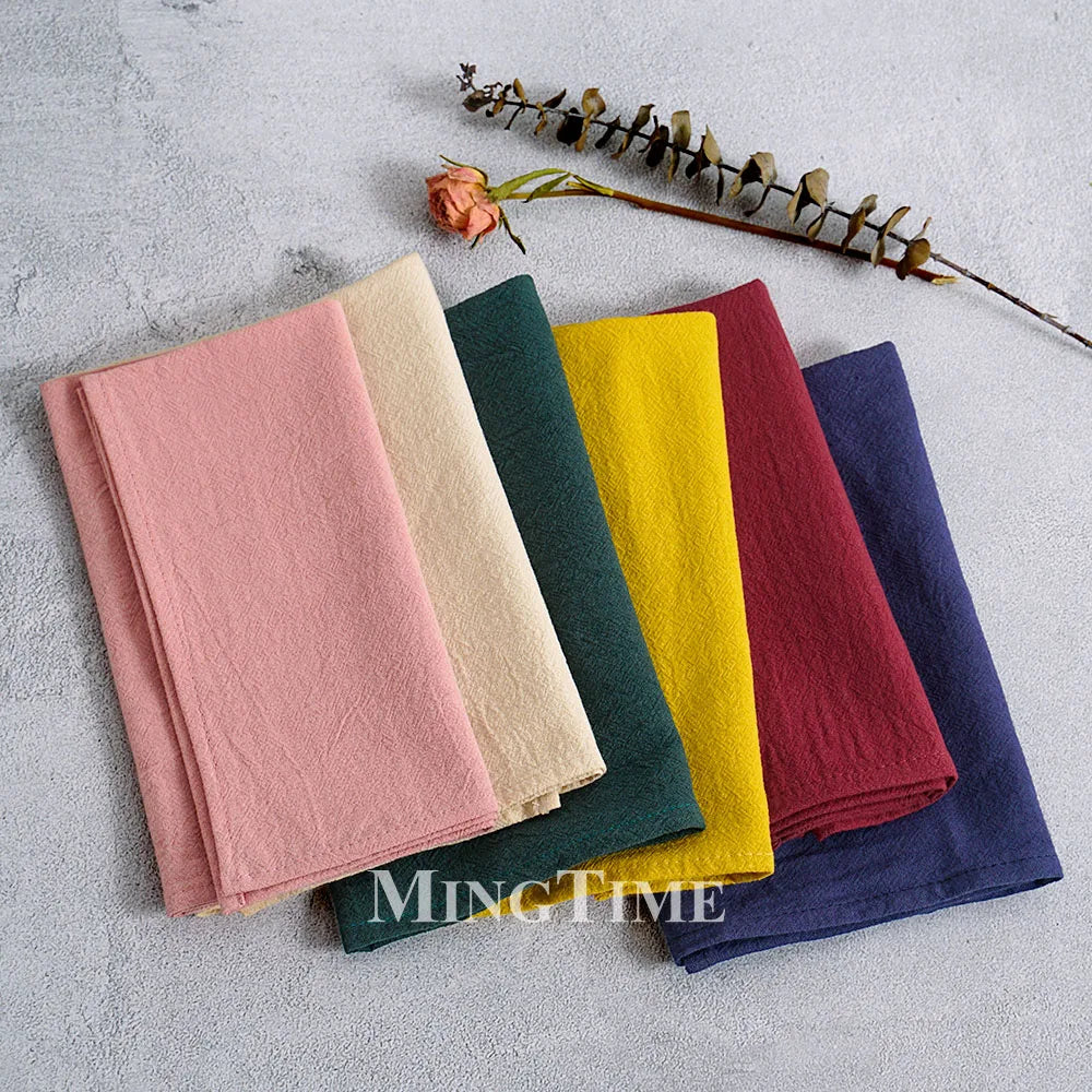 serviettes coton unies réutilisables classiques beige rose vert bleu marine table maison party