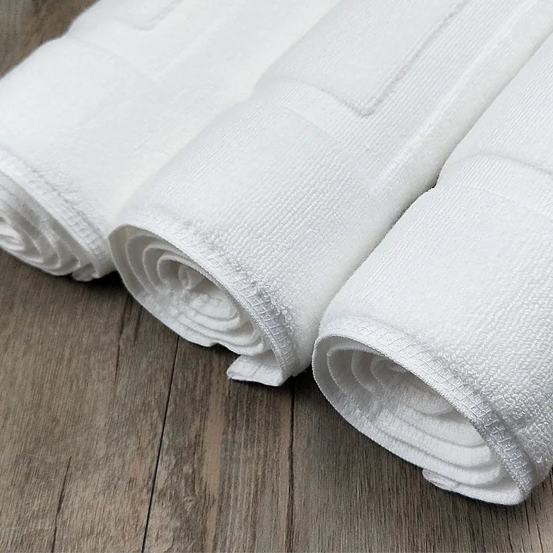 tapis bain absorbant coton blanc gris moderne texturé jacquard duveteux poils longs