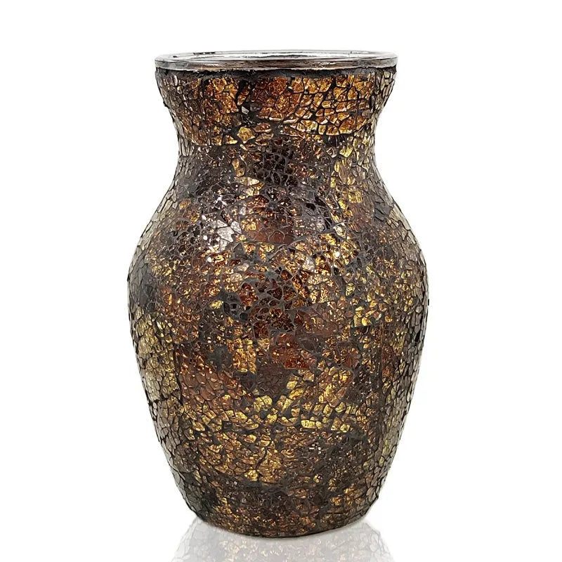 vase décoration intérieure moderne mosaïque multicolore doré argenté table chambre entree