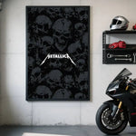affiche autocollante metallica logo rock graphique cadre noir rouge blanc chambre