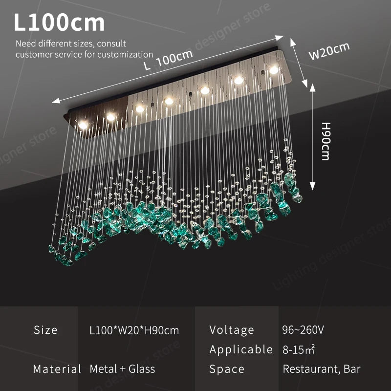 suspension lumineuse led moderne cristal transparent vert blanc