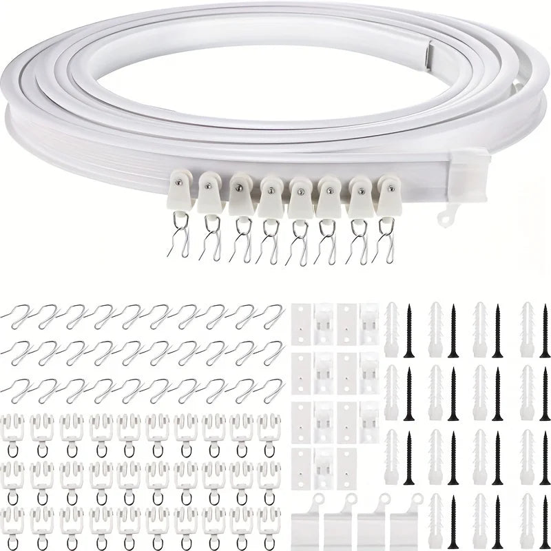 rails rideau flexible noir blanc rouleaux crochets supports vis ancrages plâtre moderne fonctionnel