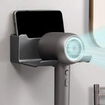 support mural moderne porte séchoir coiffeur brosses produits téléphone noir adhésif salle bain