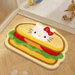 tapis hello kitty dessin animé antidérapant polyester jaune vert rouge blanc salle bain chambre