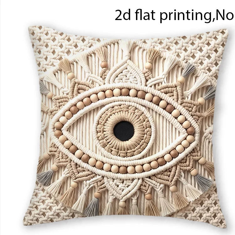 housse coussin macramé boho chic franges beige gris 40x40cm 45x45cm 50x50cm 60x60cm polyester