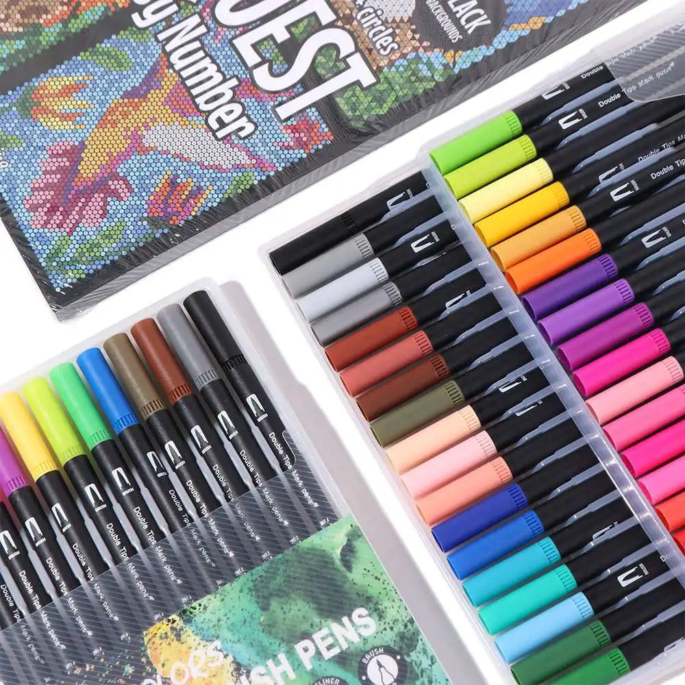 stylos bille pinceau pointe noir rose violet rouge moderne art dessin pratique set