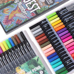 stylos bille pinceau pointe noir rose violet rouge moderne art dessin pratique set