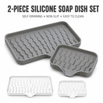 set plateaux savon silicone gris vert rayures modernes pratique auto drainants