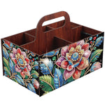 boîtes rangement multicolores imprimées florales animaux oiseaux moderne poignées bois