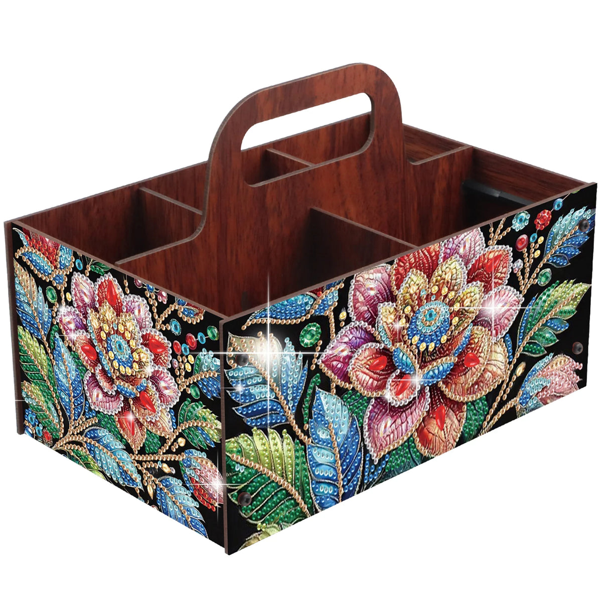boîtes rangement multicolores imprimées florales animaux oiseaux moderne poignées bois