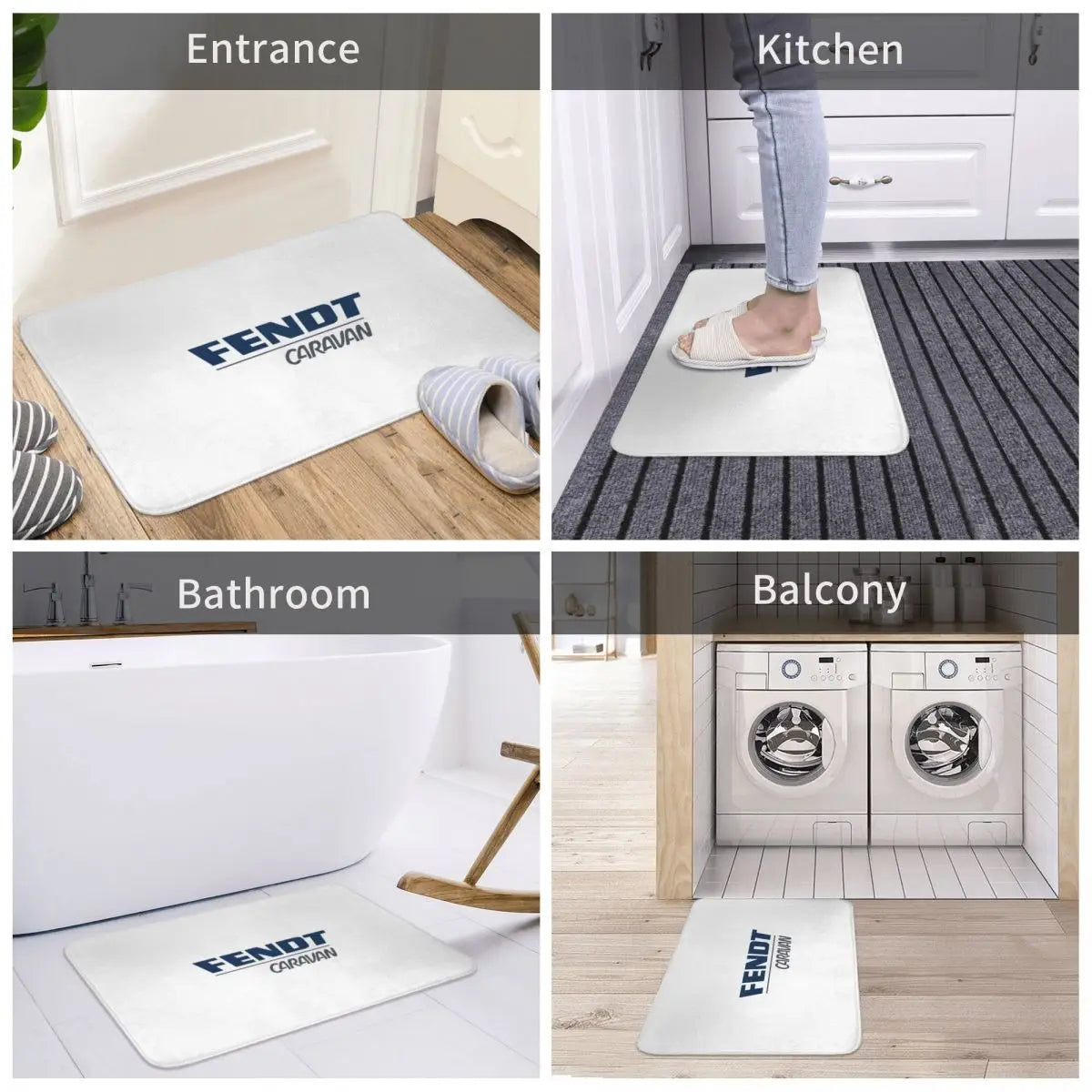 tapis bain blanc bleu fendt caravan moderne imperméable antidérapant adhésif protecteur coton polyester
