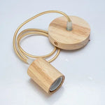 suspension lumineuse moderne bois naturel texture rustique ampoule câble salon chambre