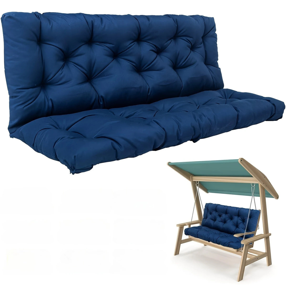 coussin balançoire bleu marine tufté antidérapant confortable double face 50x120cm coton pp polyester hand