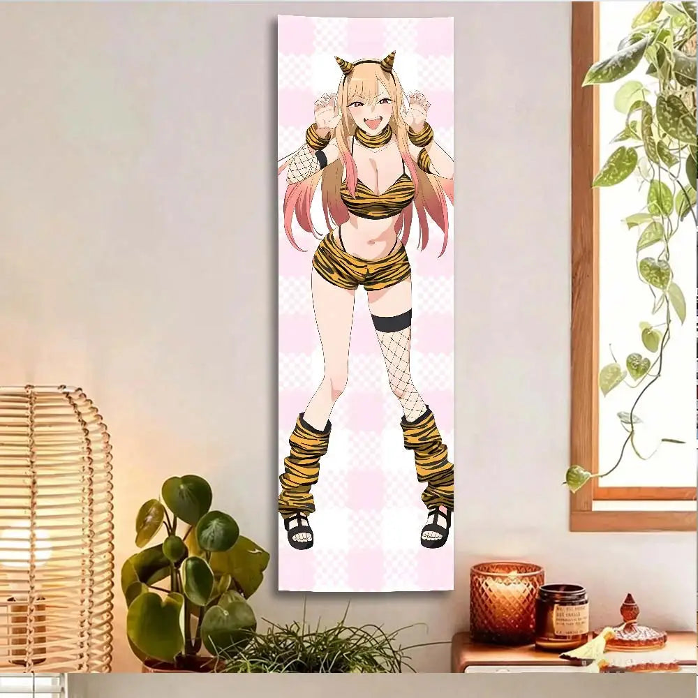 tapisserie anime tigre peau carreaux rose clair beige noir 150cm 40cm