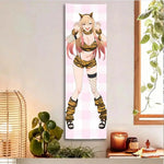 tapisserie anime tigre peau carreaux rose clair beige noir 150cm 40cm
