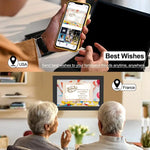 cadre photo numérique wifi écran tactile hd imitation bois moderne 32go photos variées famille