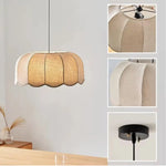 lampe suspendue tissu plissé beige blanc moderne cordon ajustable base E27 salon salle bain