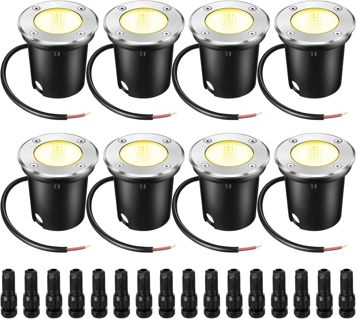 éclairage solaire led 16 spots noirs vis fixations moderne fonctionnelextérieur