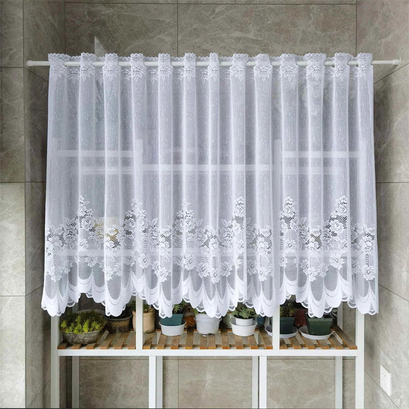 rideau blanc dentelle fleurs peony translucide fenetre classique romantique deco balcon
