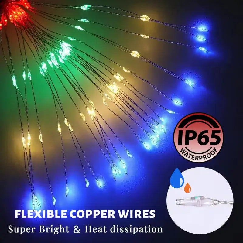 guirlande lumineuse solaire multicolore étoiles feu d'artifice décoration jardin extérieur cour patio terrasse moderne