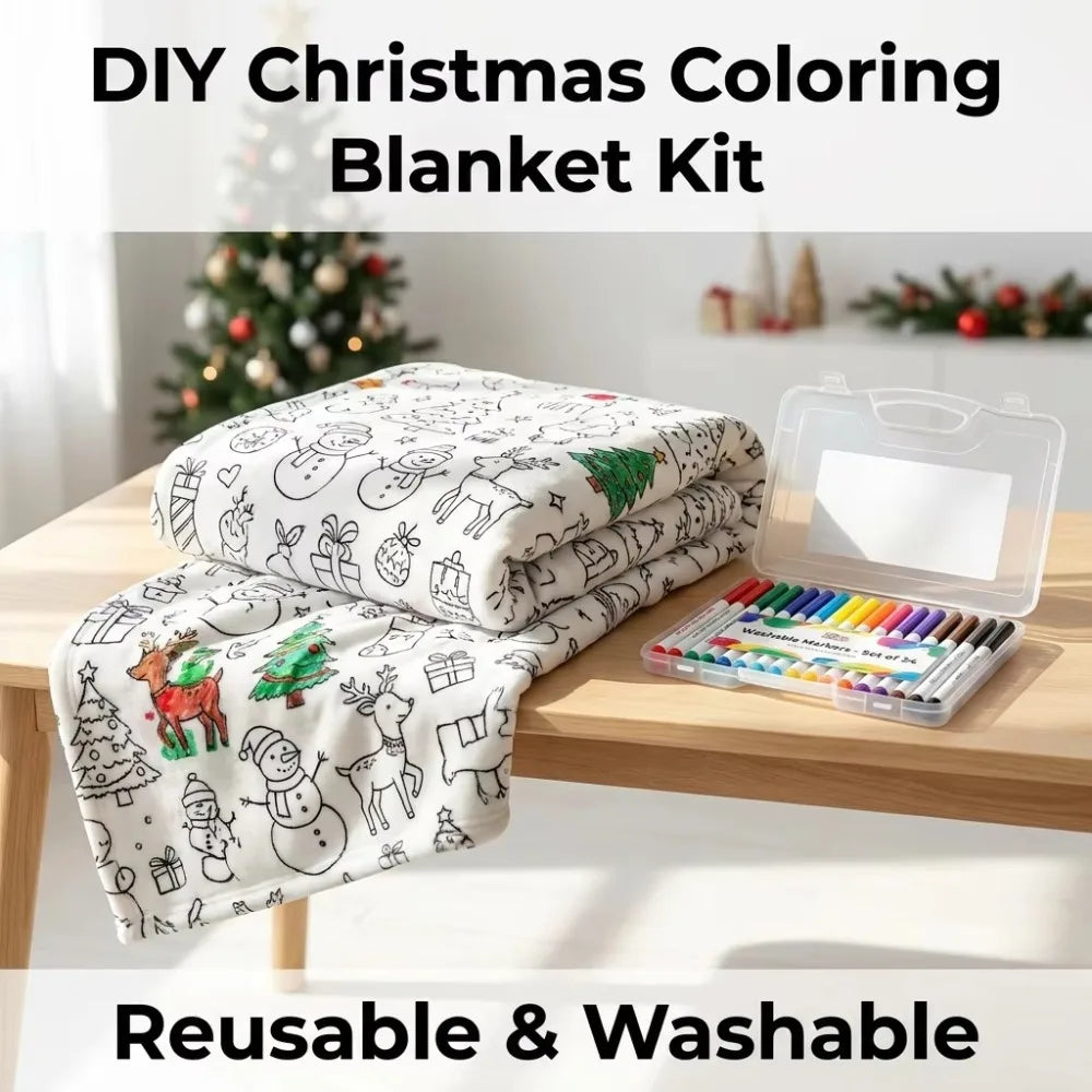couverture colorier enfants motifs noël animaux crayons couleur texture douce moderne multicolore blanc gris