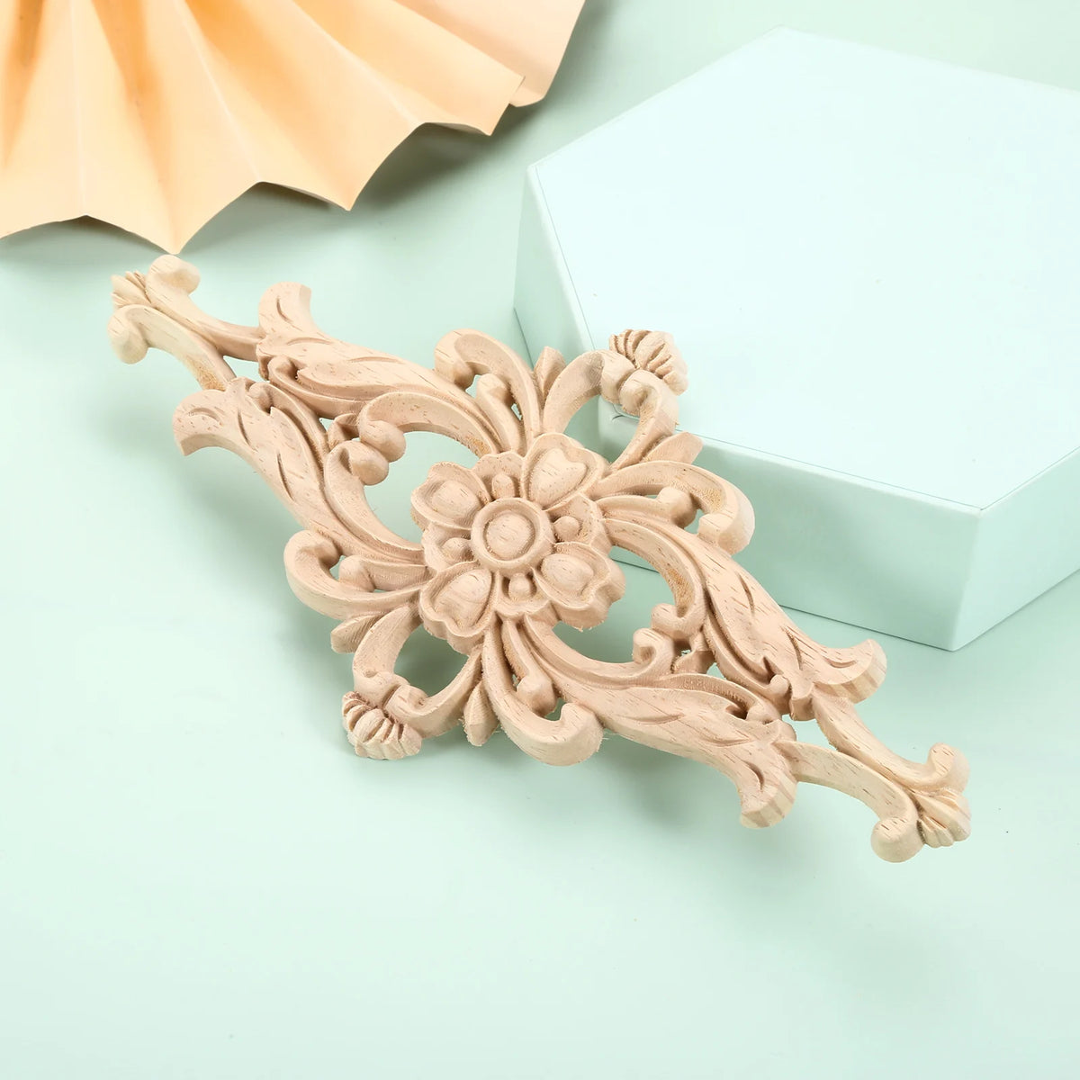 décoration murale bois sculpté floral applique baroque beige clair maison meuble